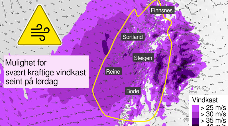 Svært sterke vindkast